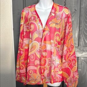 Pink and Orange Graphic kimono NWOT